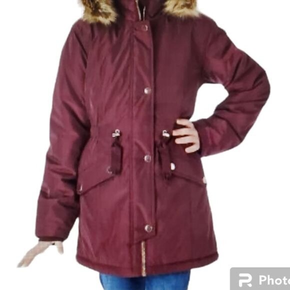 WINTER Parka Jacket Coat Size 7/8 Maroon Red Rose Member's Mark Ultimate Girl's - Picture 11 of 12